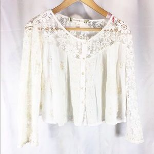 Chelsea and Violet Anthropologie Lace Crop Top M